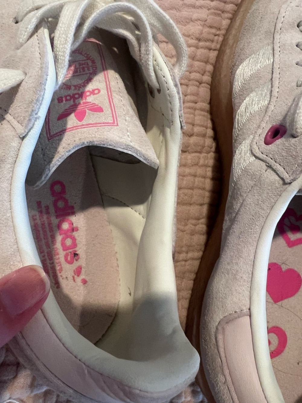 adidas Samba Suede Sneakers - Cream with Pink Accents - Picture 11 of 14